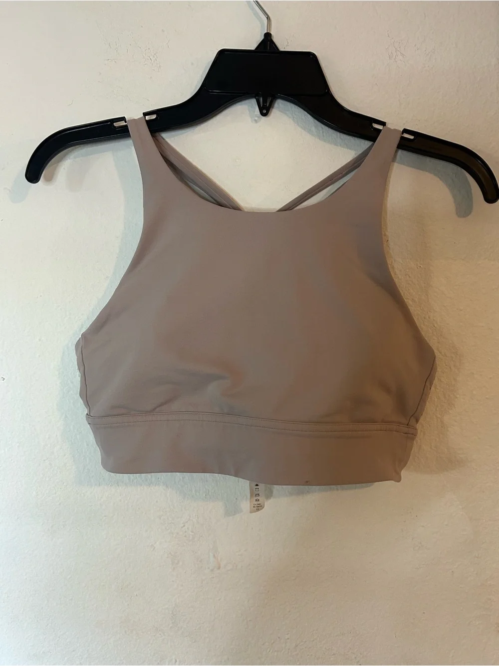 High Neck Crop Sports Bra in Light Taupe  Lululemon size 8 ashen rose